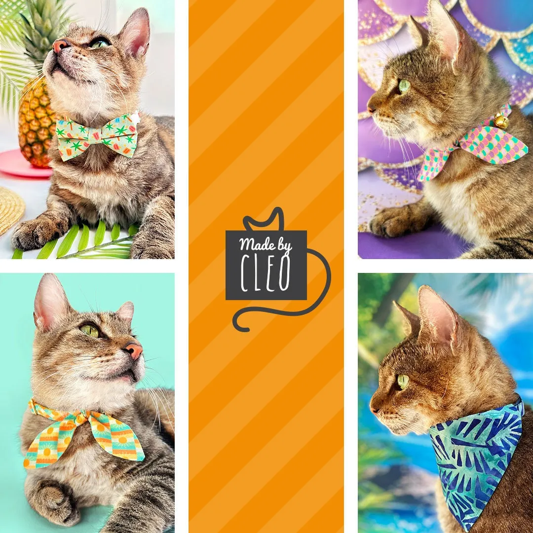 Sun Cat Bandana - "Sunrise" - Boho Retro Sunset Yellow Bandana for Cat   Small Dog / California, Desert, Summer Cat Bandana / Slide-On Over the Collar Bandana