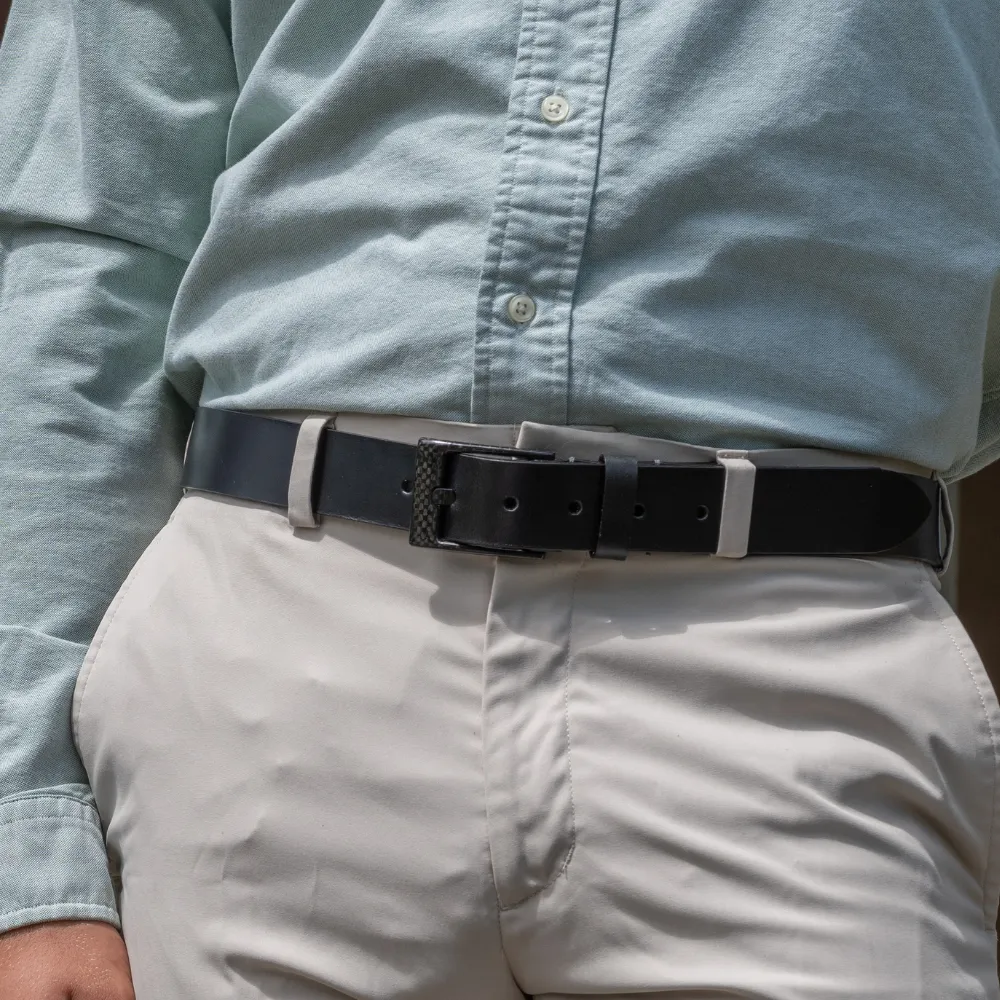 The Classified Dress Black Leather Belt by Nickel Smart®