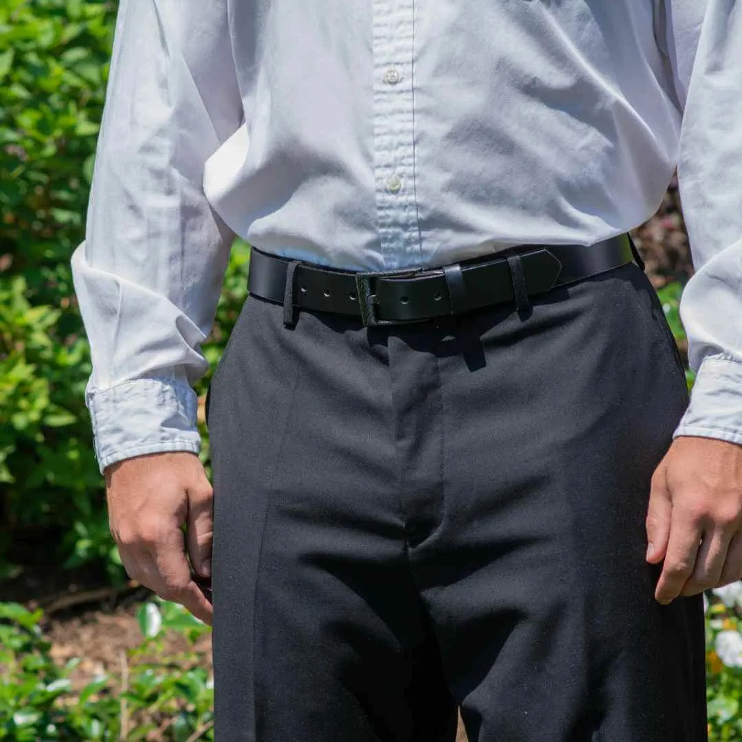 The Classified Dress Black Leather Belt by Nickel Smart®
