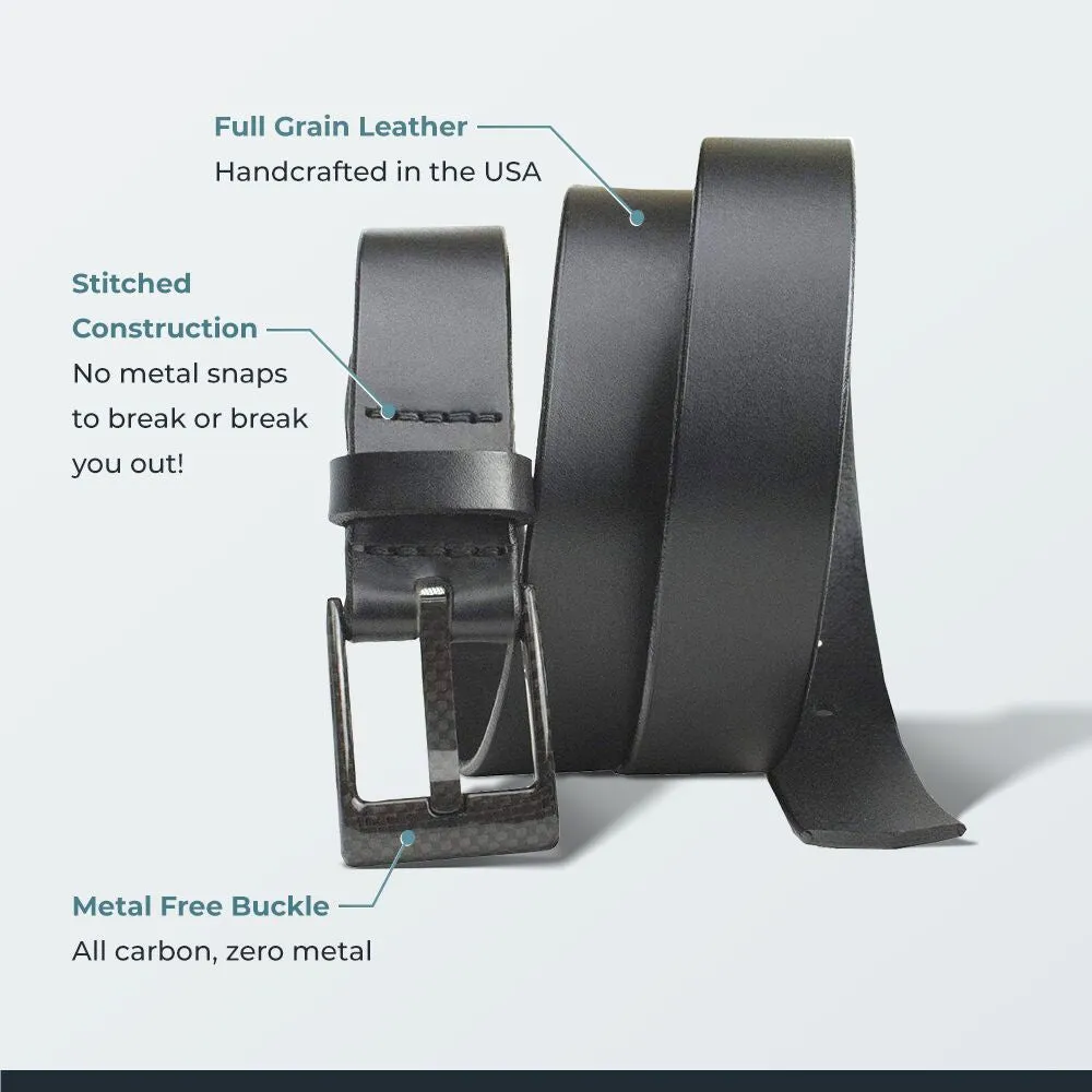 The Classified Dress Black Leather Belt by Nickel Smart®