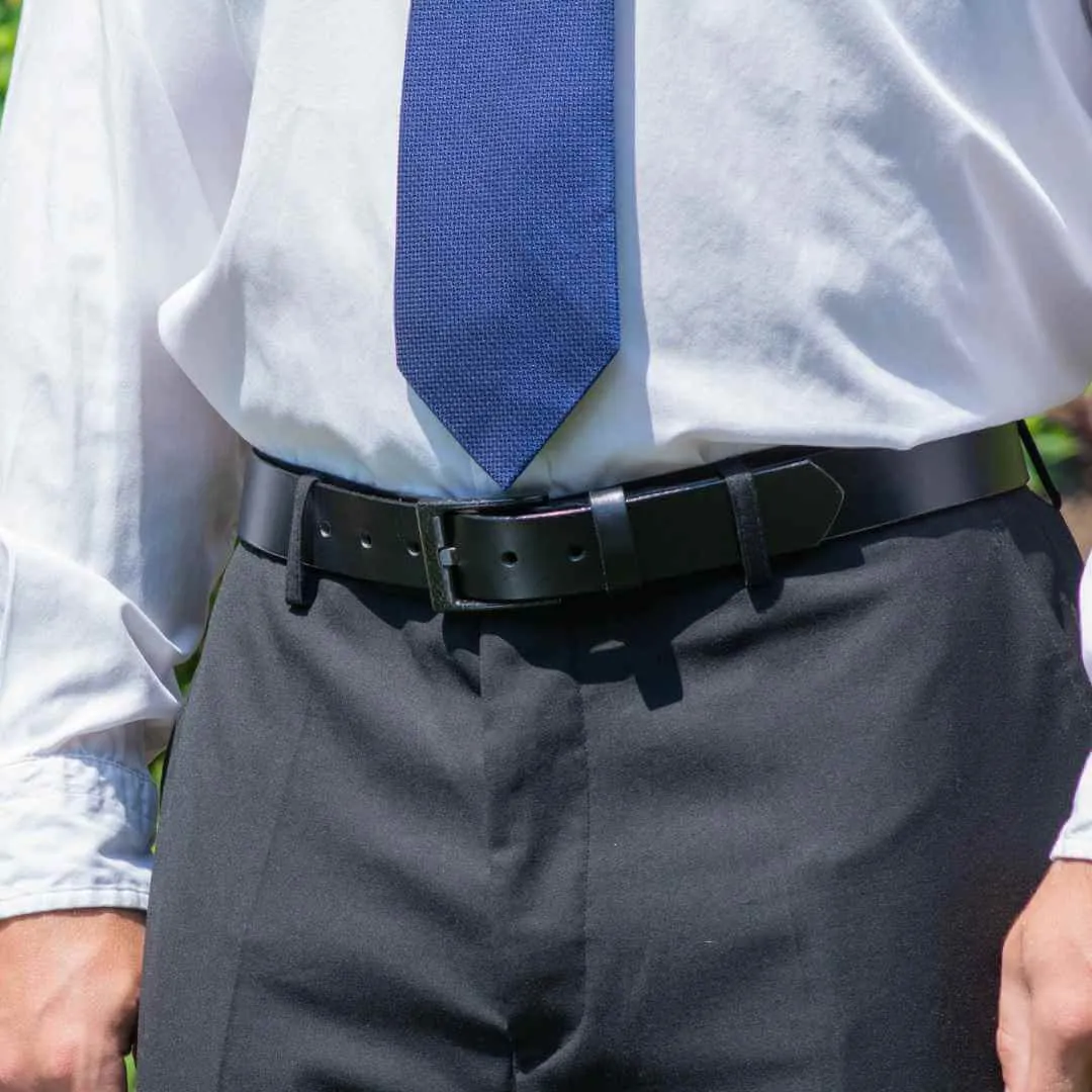 The Classified Dress Black Leather Belt by Nickel Smart®