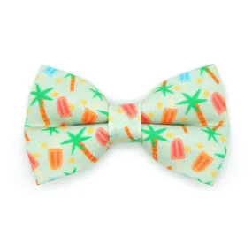 Tropical Cat Bow Tie - "Palms & Popsicles - Green" - Palm Trees Bow Tie for Cat / Pastel Summer Beach Popsicle / Cat   Small Dog Bowtie