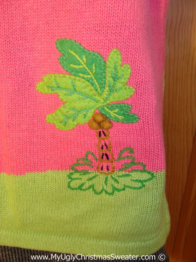 Tropical Themed 3D Ugly Christmas Sweater with Lights Flamingos (t8)