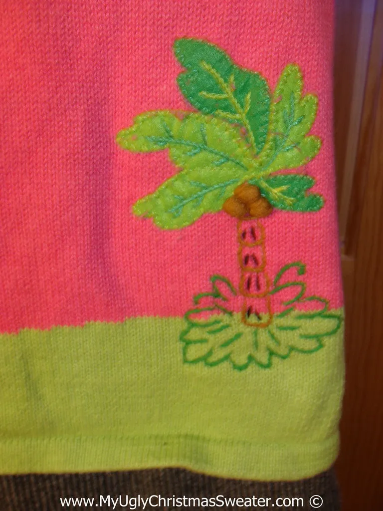 Tropical Themed 3D Ugly Christmas Sweater with Lights Flamingos (t9)