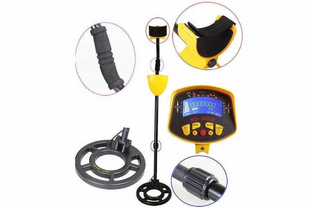 VEVOR MD-3010II Metal Detector Waterproof Deep Sensitive Search with LCD Display Hunter Gold Digger 8&quot;